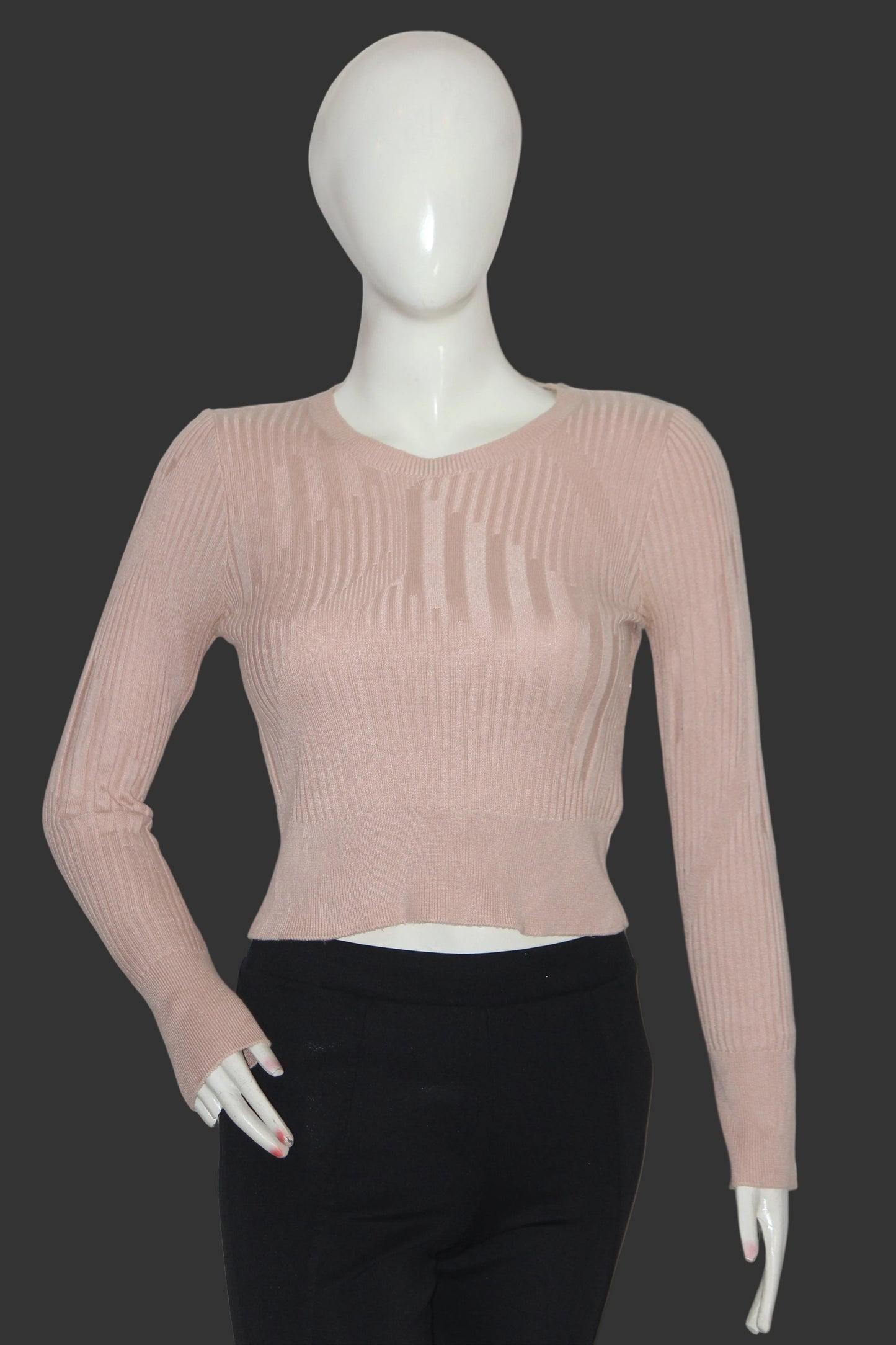 Topshop Skin Color Full Sleeve Crop Top – Modern Minimal Chic