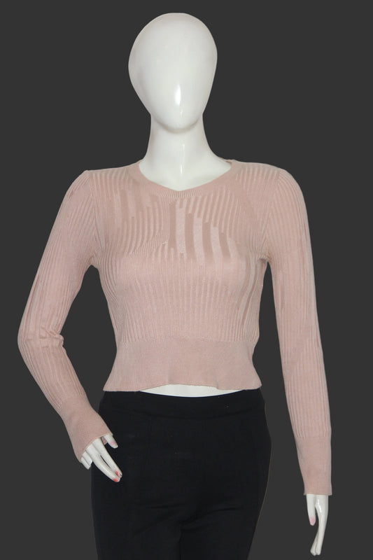 Topshop Skin Color Full Sleeve Crop Top – Modern Minimal Chic