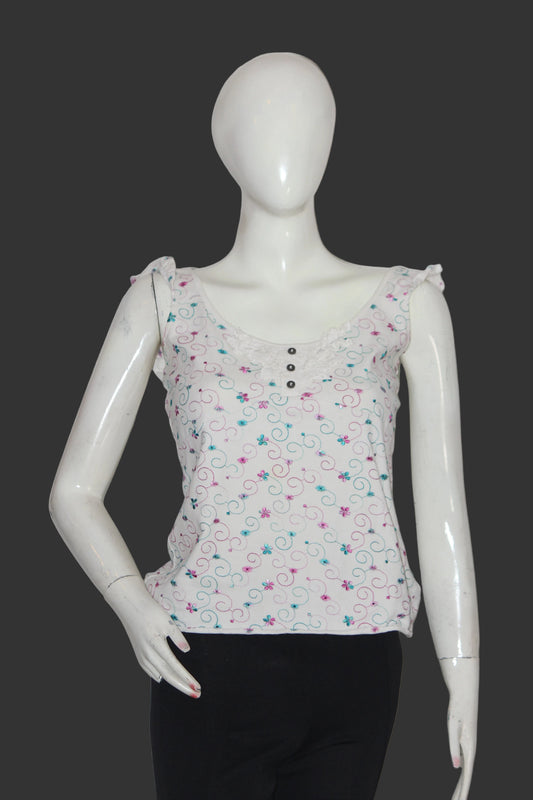 Per Una White Sleeveless Crop Top - Medium