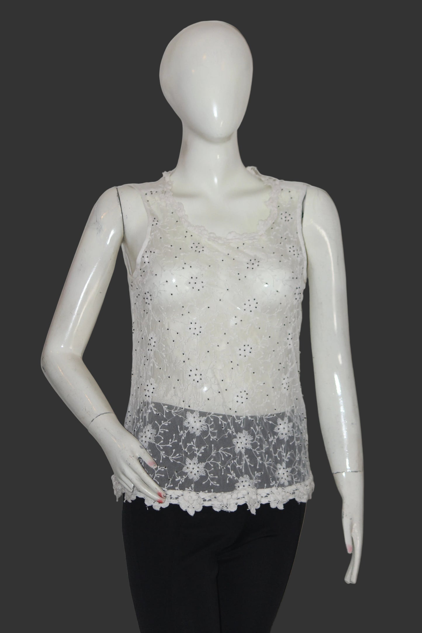 Zara Floral White Tank Top