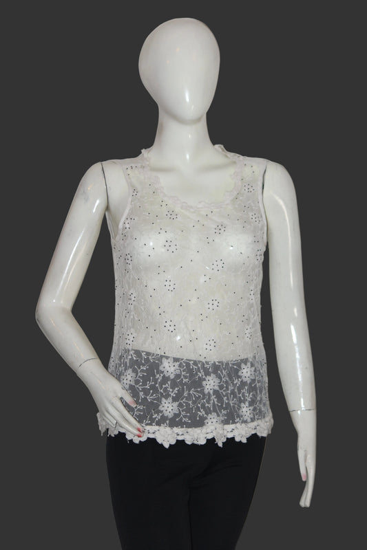 Zara Floral White Tank Top