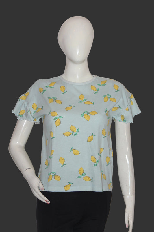 Light Blue Half Sleeve Crop Top – Dunnes Stores (Medium)
