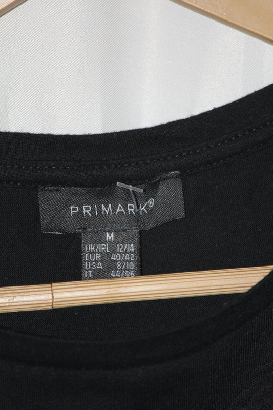 Black Half Sleeve Flower Print Crop – Primark (M)