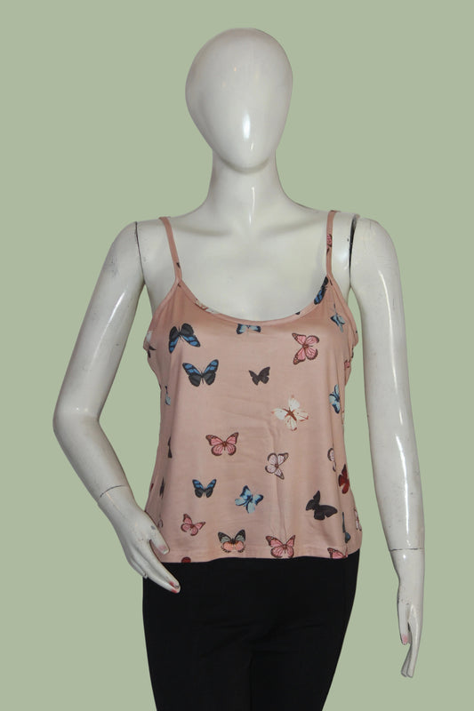 Thriftyfy Orange Butterfly Tank Top – Large (Cute & Fun)