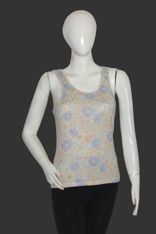 Primark Orange Floral Tank Top – XS (Lightweight Summer Fit)
