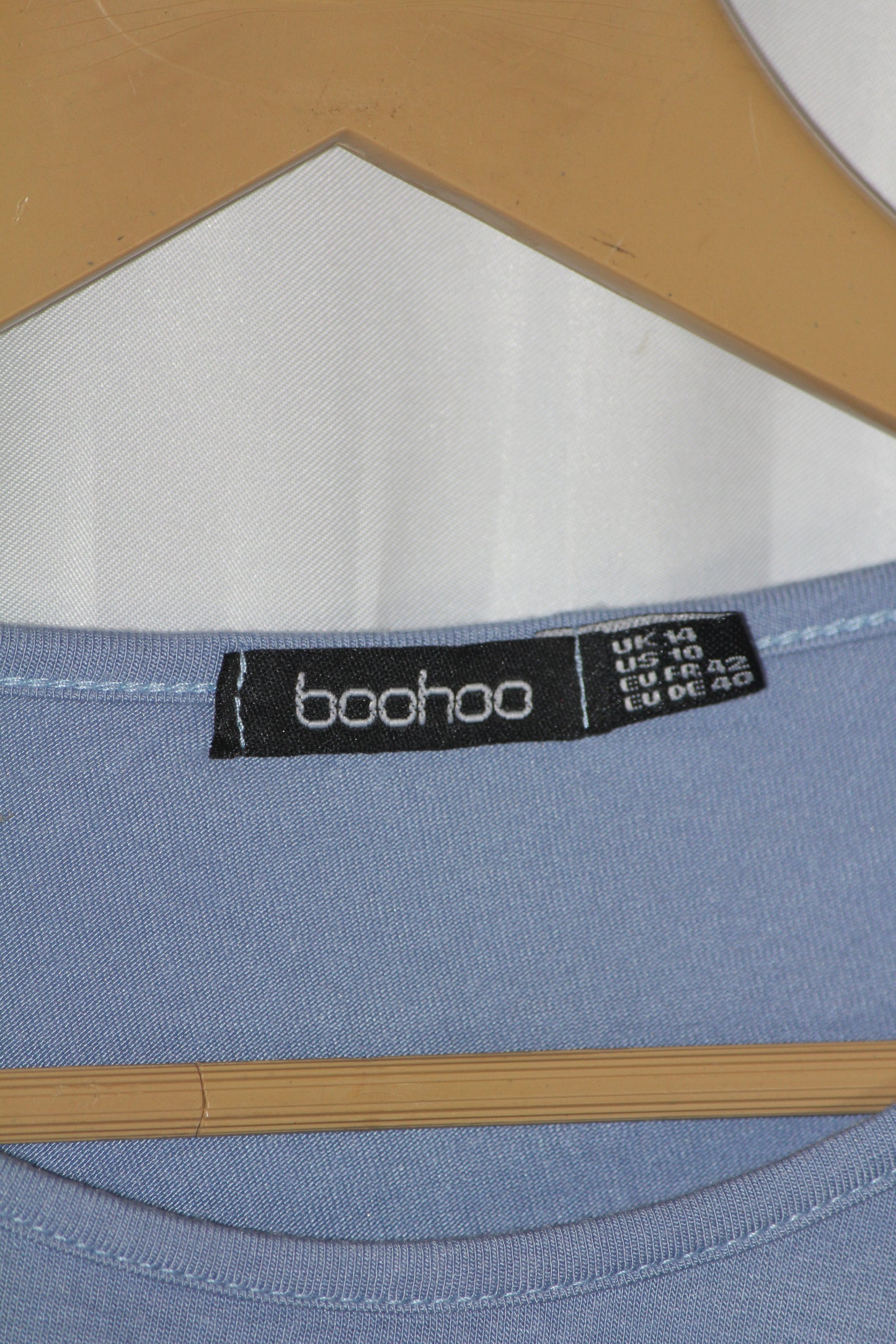 Boohoo Sky Blue Full Sleeve Crop Top for Women – Medium