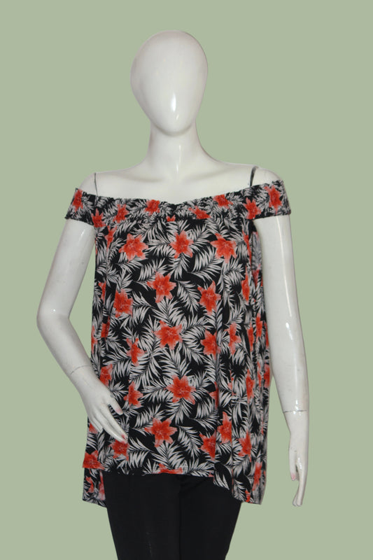 George Black Floral Crop Top – Large (Trendy & Comfortable)