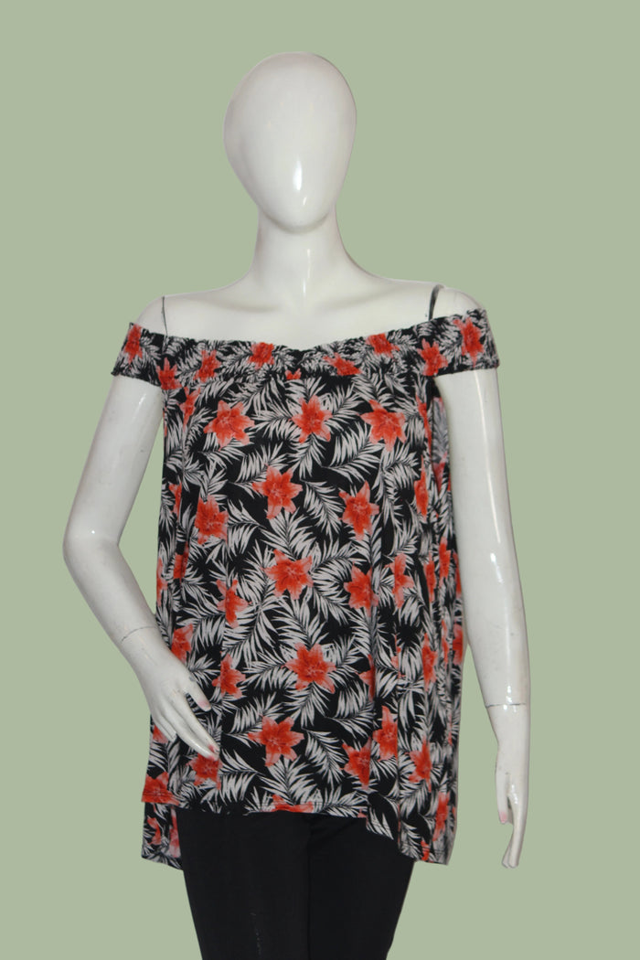 George Black Floral Crop Top – Large (Trendy & Comfortable)