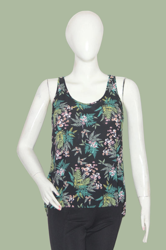 Atmosphere Black Floral Tank Top – Small (Chic & Comfortable)