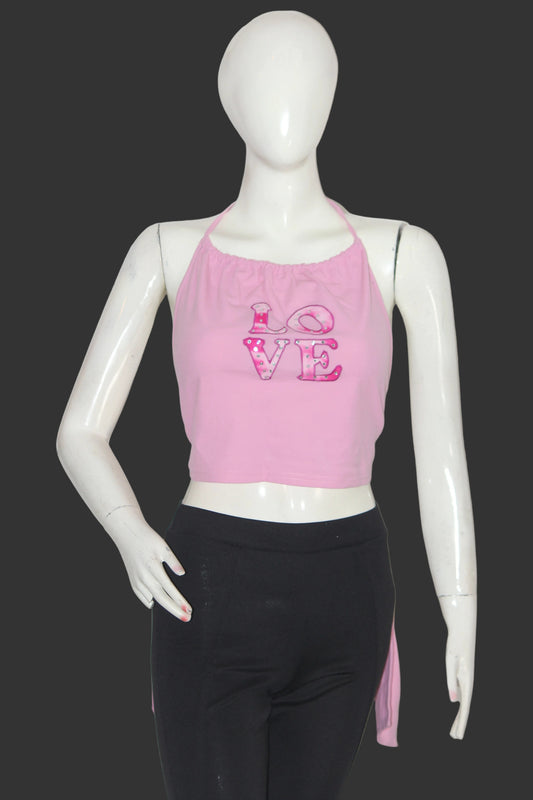 Morgan Pink Sleeveless Cotton Crop Top for Women – Small