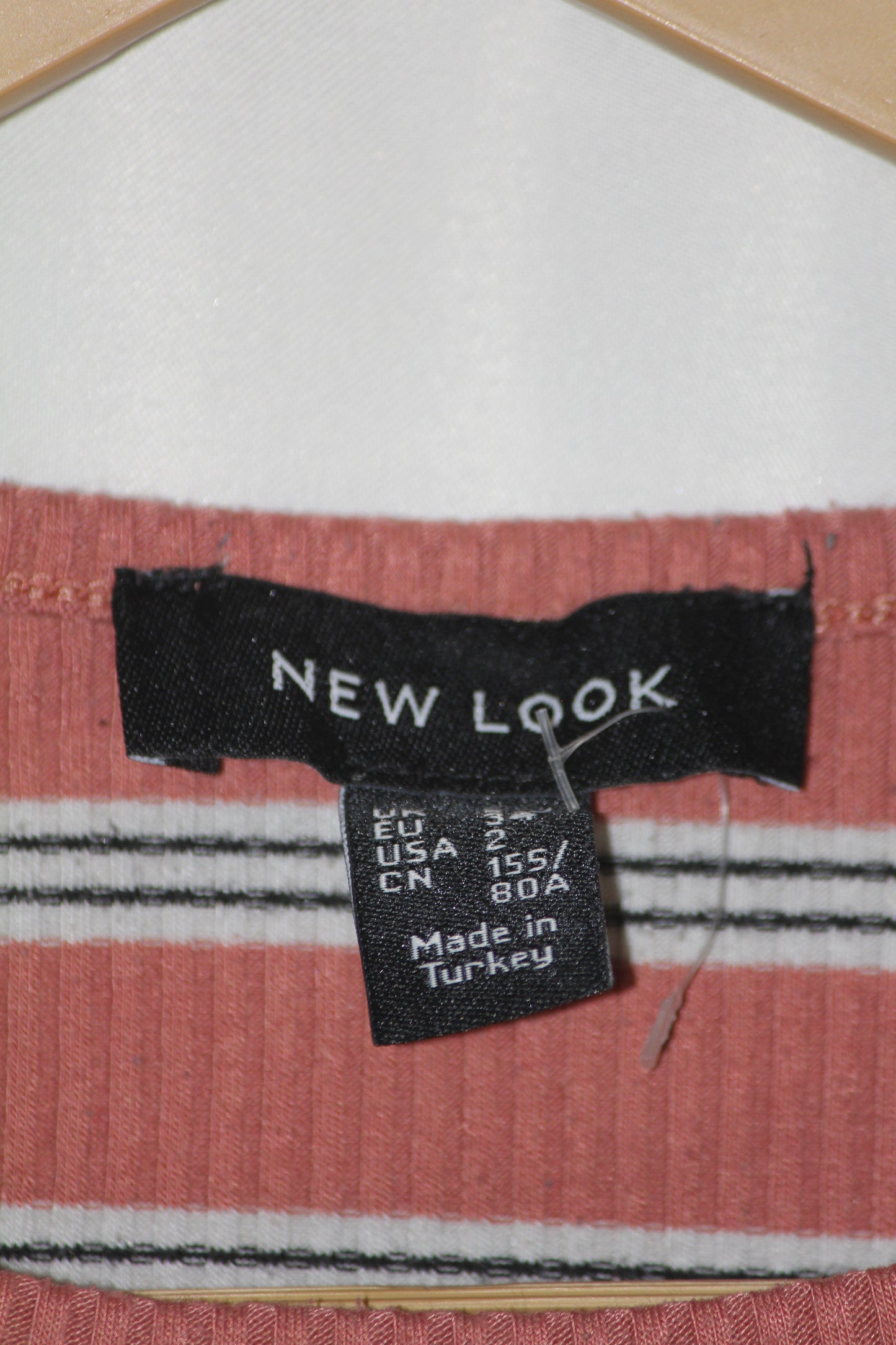 New Look Brown & White Striped Half Sleeve Crop Top for Women – Small