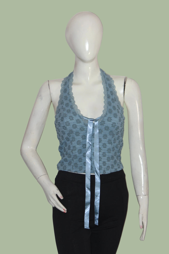 ECOTE Blue Single Shoulder Tank Top – Small (Trendy Summer Fit)