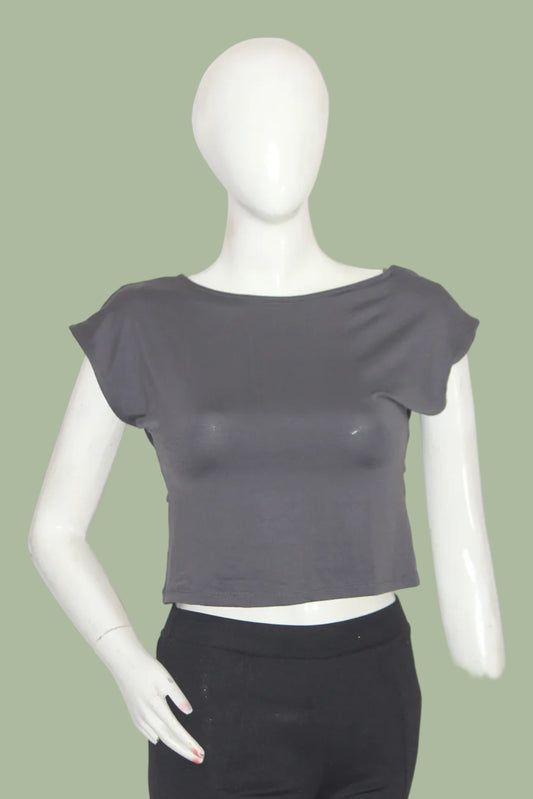 Primark Grey Crop Top – Medium (Essential Basic)