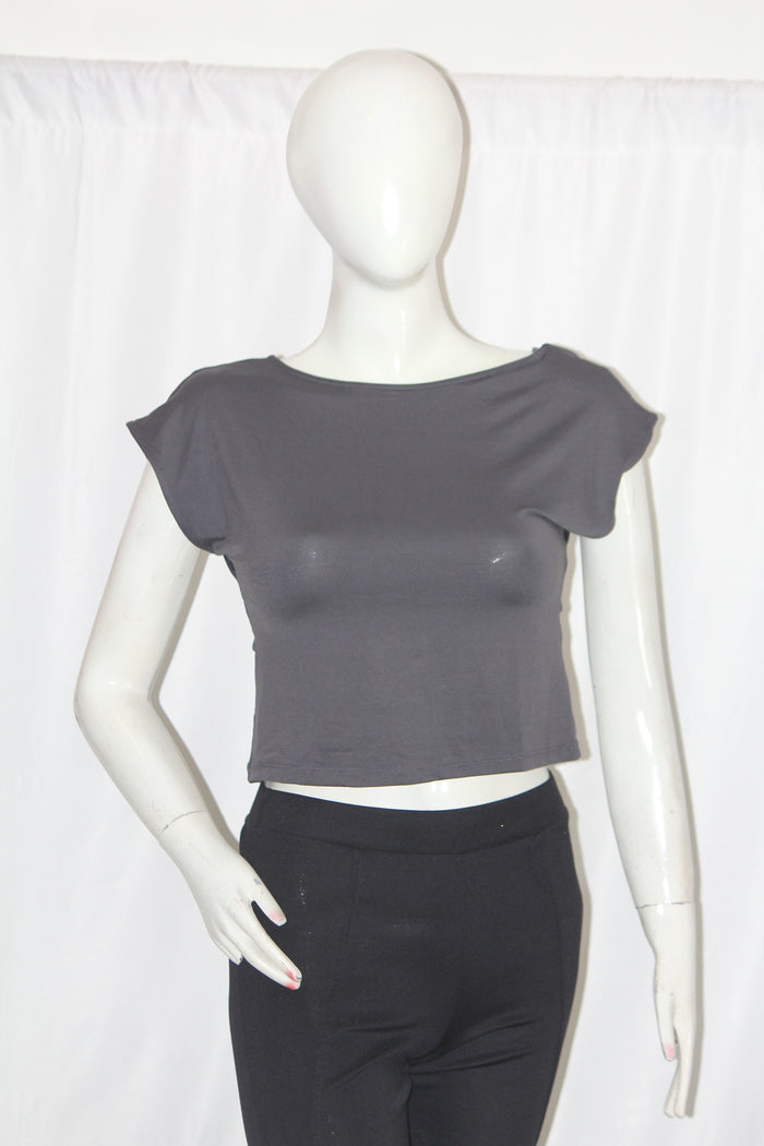 Primark Grey Crop Top – Medium (Essential Basic)