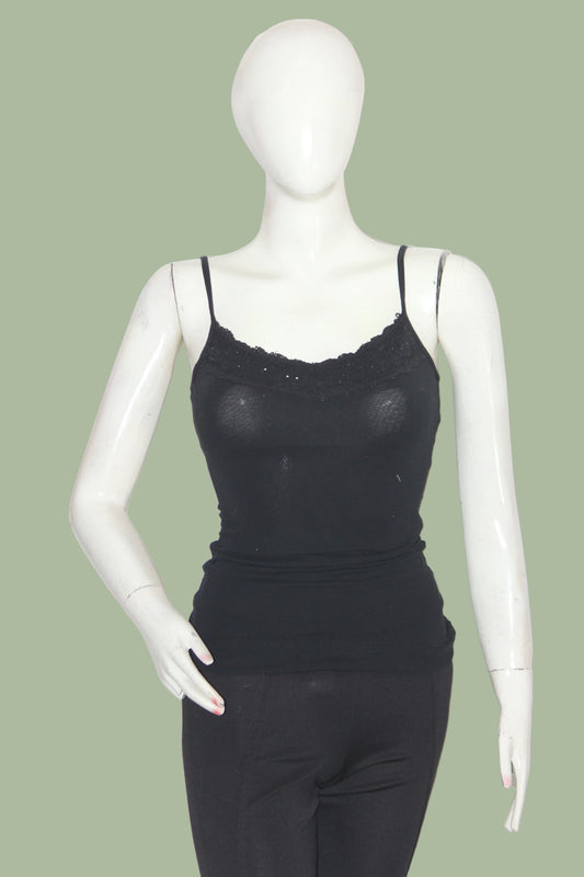 M&S Black Cotton Tank Top – Small (Everyday Essential)