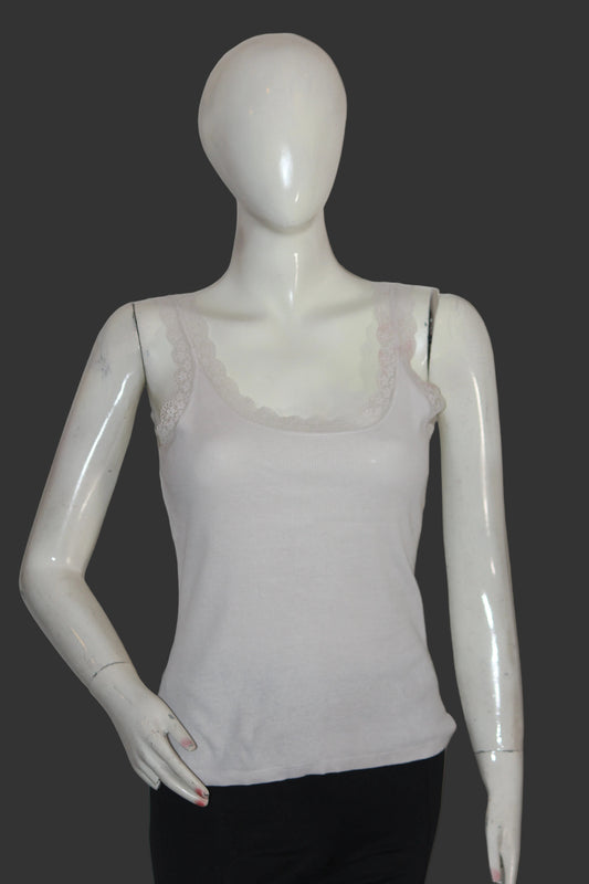 Primark White Cotton Tank Top – Small (Breathable Comfort)
