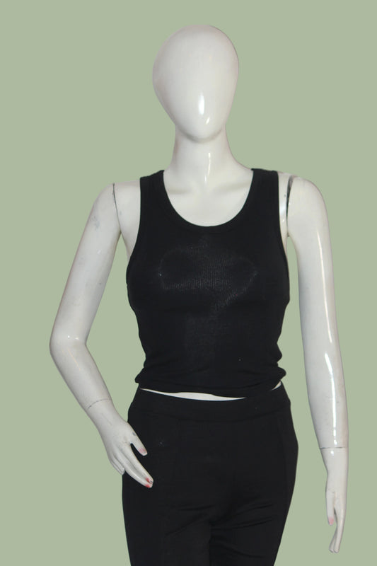F&F Black Polyester Tank Top – XS (Lightweight Basic)