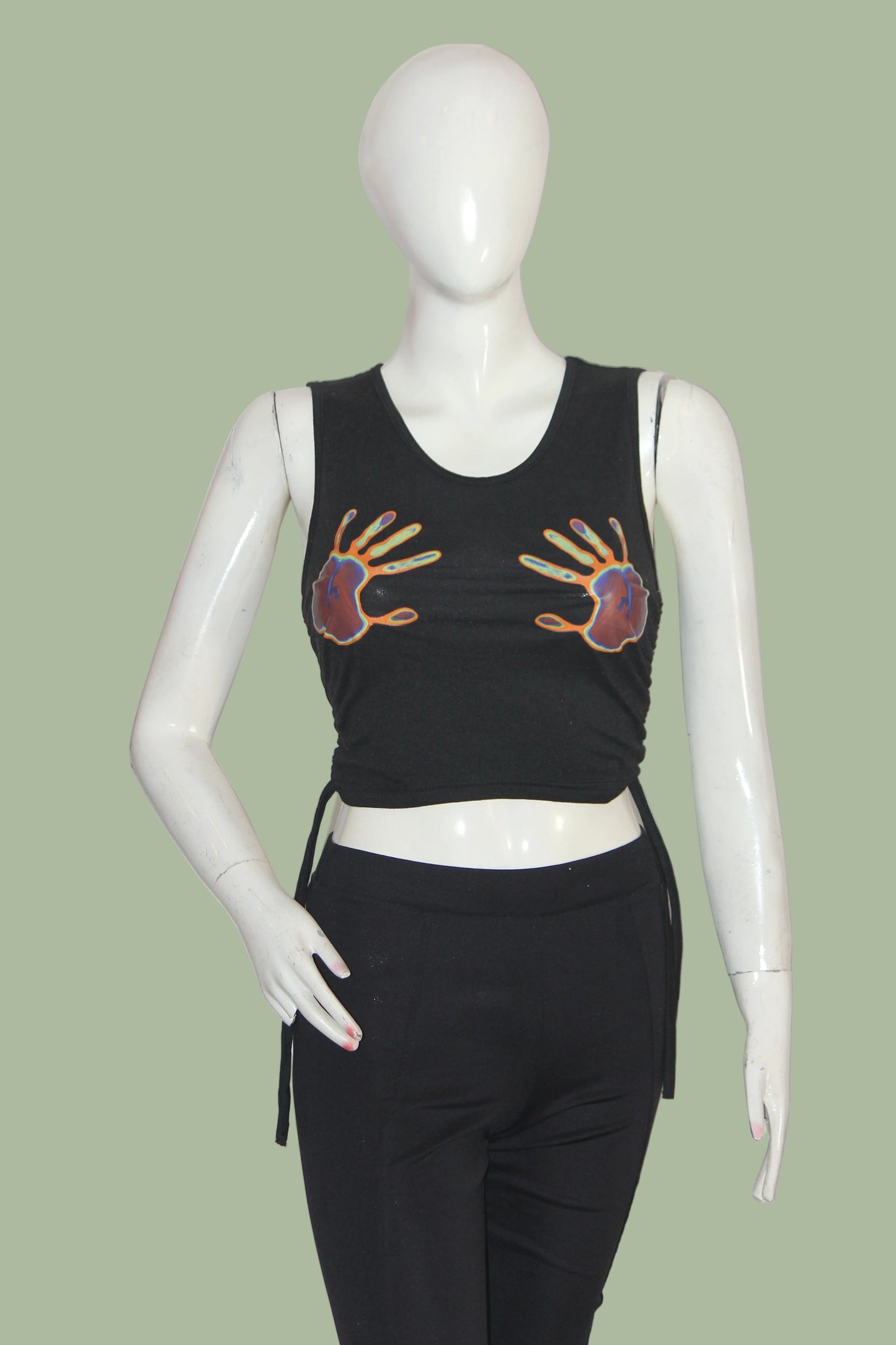 Shein Black Graphic Tank Top – XS (Printed Style)