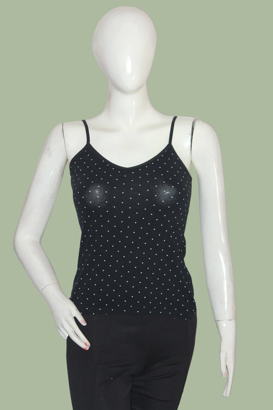 M&S Black Dot Tank Top – Medium (Classic Comfort)