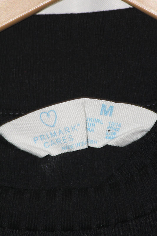 Primark Black Full Sleeve Crop Top for Women – Medium