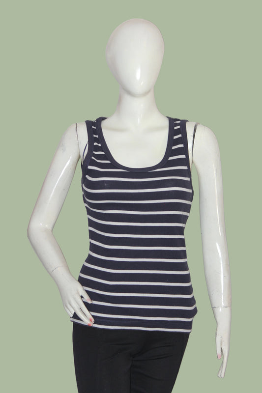 F&F Black Stripe Tank Top – Large (Classic Comfort)