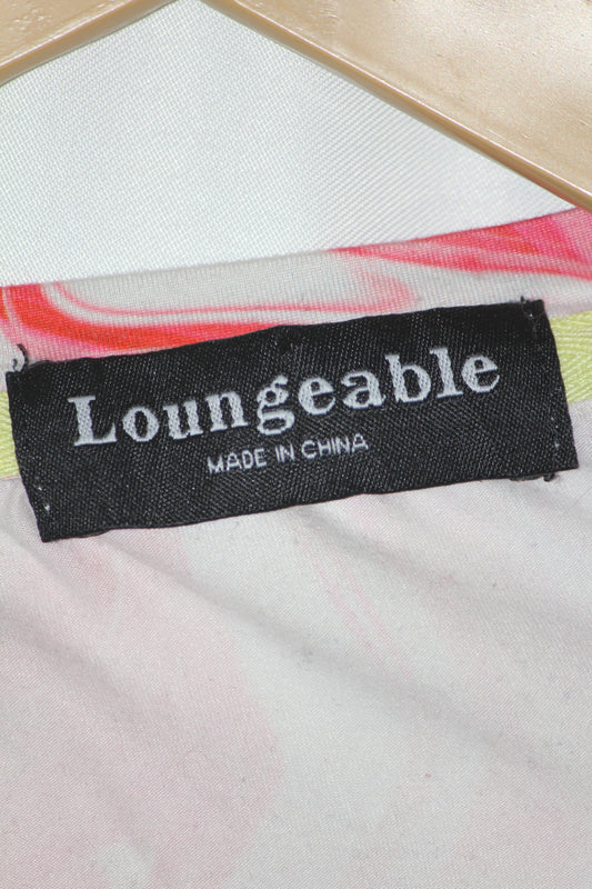Loungeable White & Pink Full Sleeve Crop Top for Women – Large