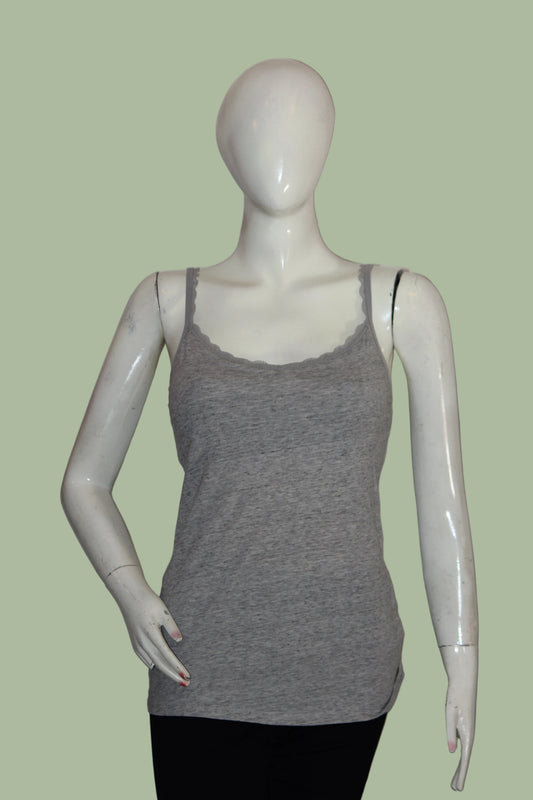M&S Grey Cotton Tank Top – Medium (Soft Basic)