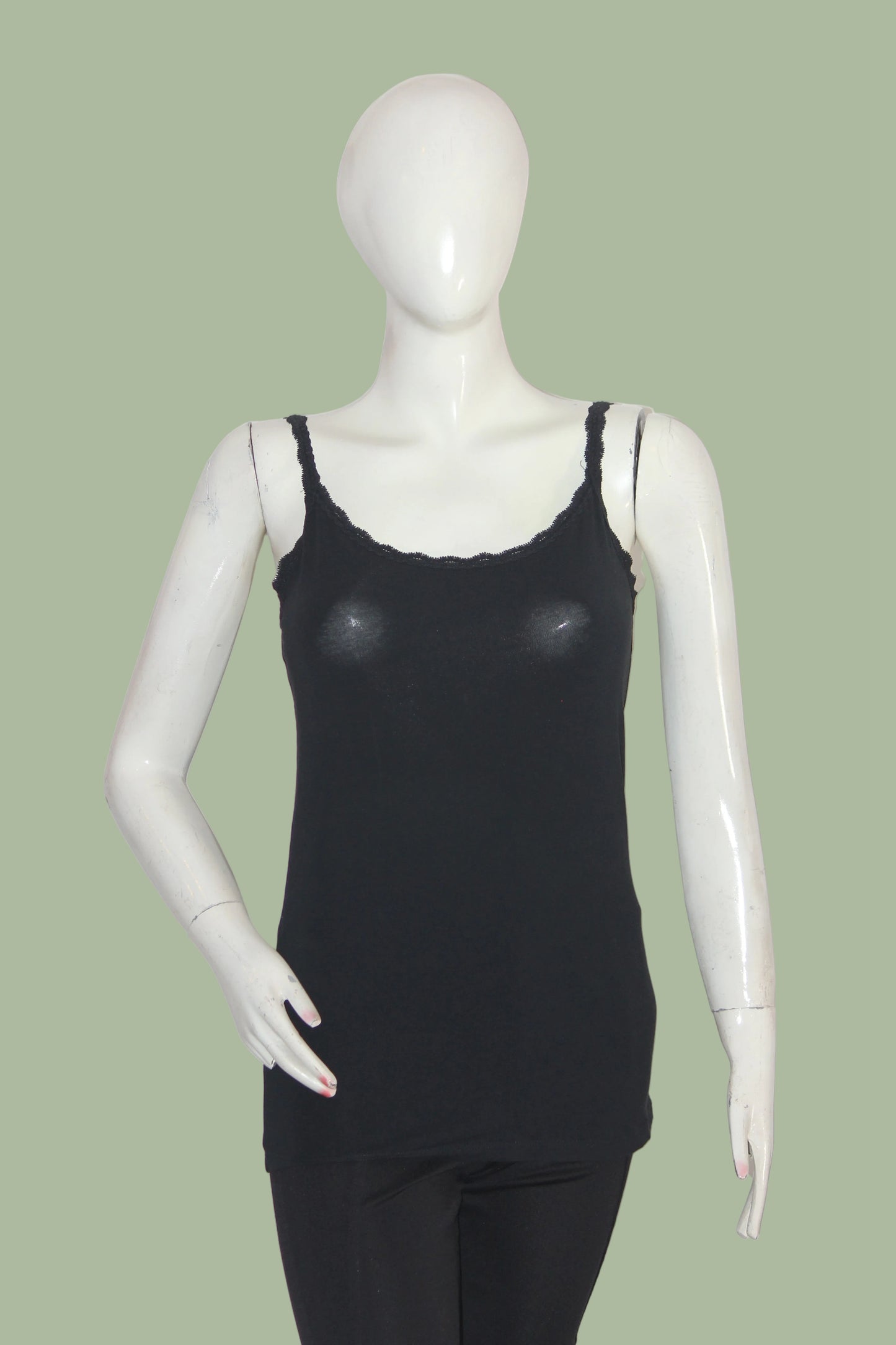 M&S Black Cotton Tank Top – Medium (Classic Fit)