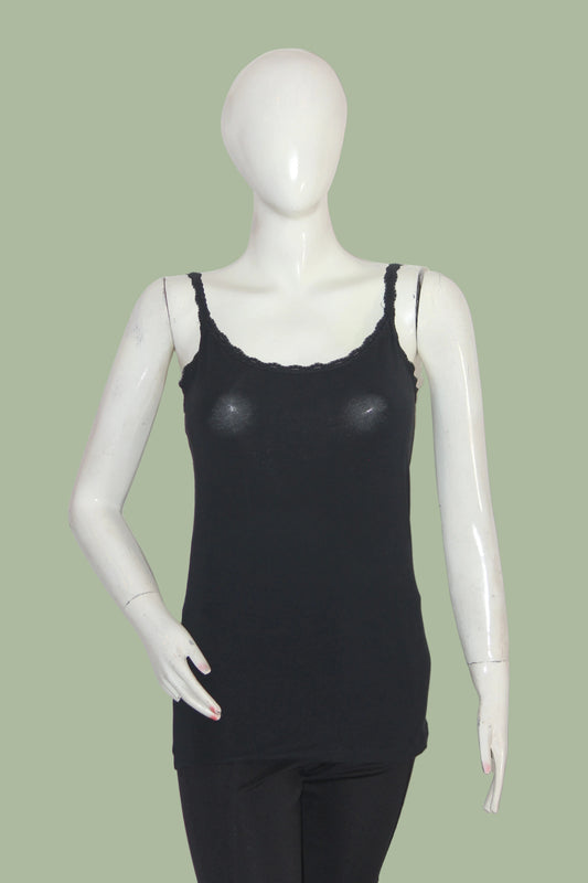 M&S Black Cotton Tank Top – Medium (Classic Fit)