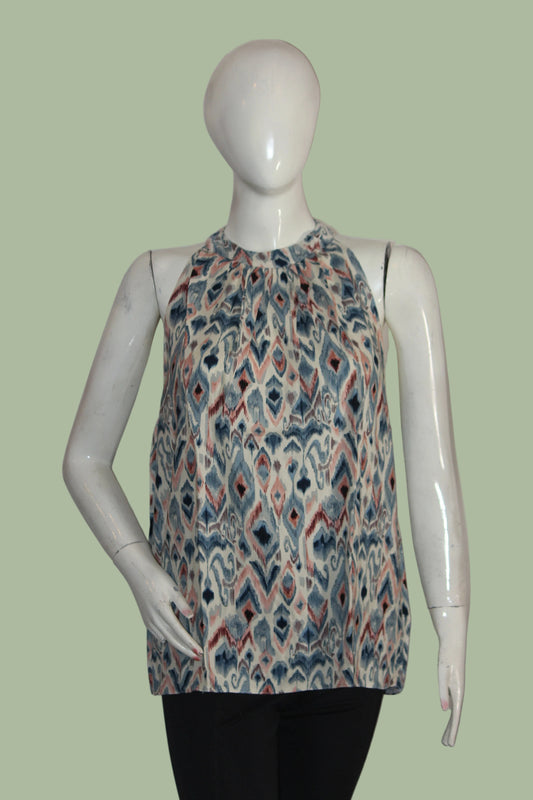Tu Woman White & Blue Floral Tank Top – Large (Trendy Summer Style)