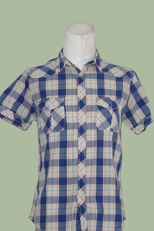 Grand & Hills Blue Check Shirt – Small (Men)