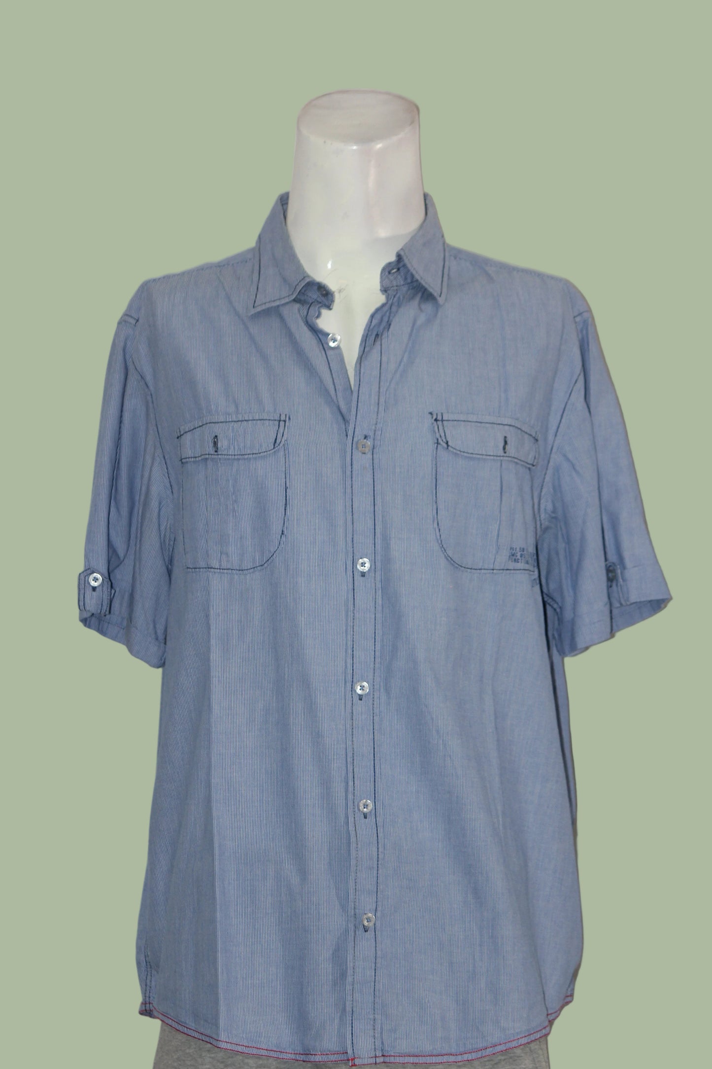 Cherokee Blue Half-Sleeve Cotton Shirt – XL (Men)