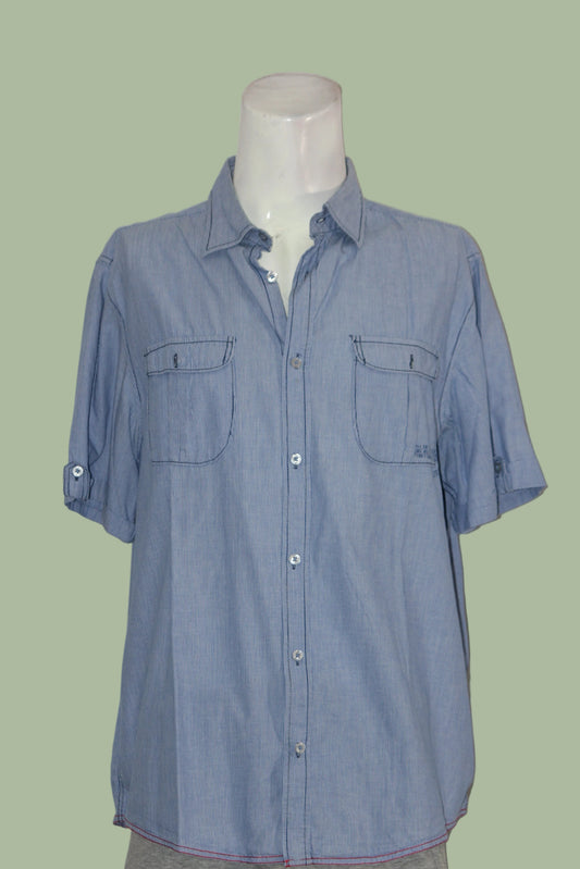 Cherokee Blue Half-Sleeve Cotton Shirt – XL (Men)