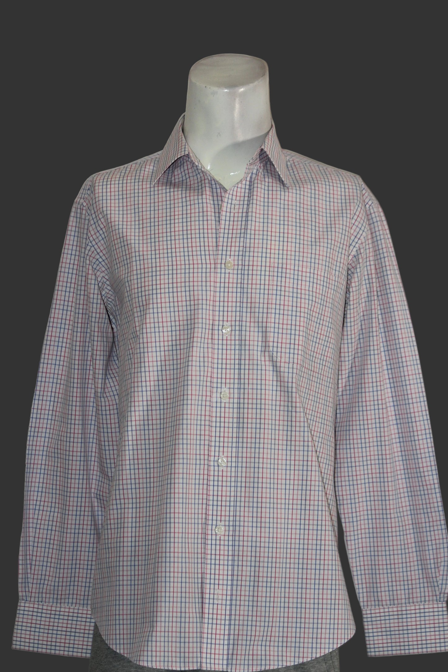 M&S White Check Cotton Blend Shirt – XL (Men)
