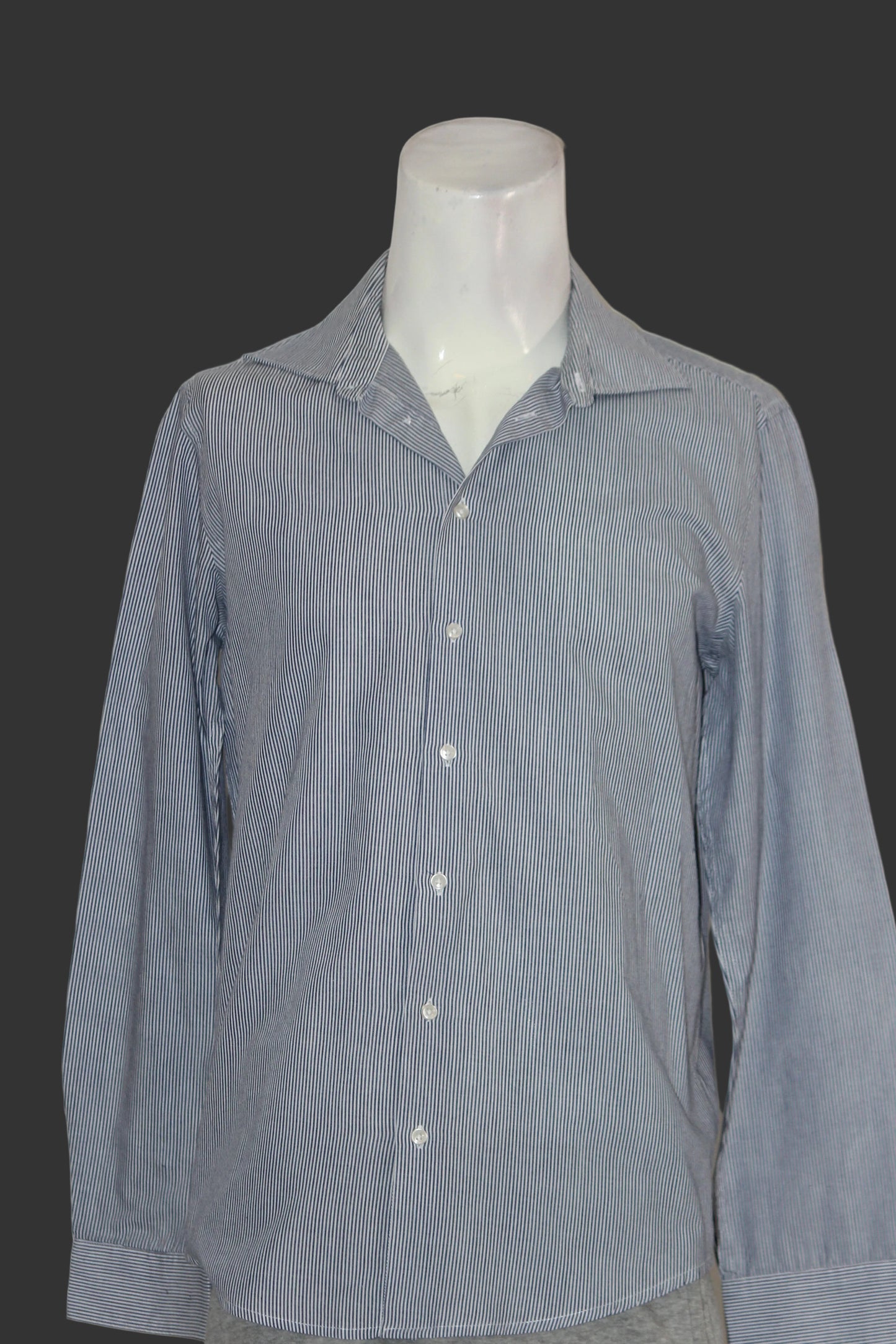 Piazaitalia Blue Stripe Polyester Shirt – Large (Men)