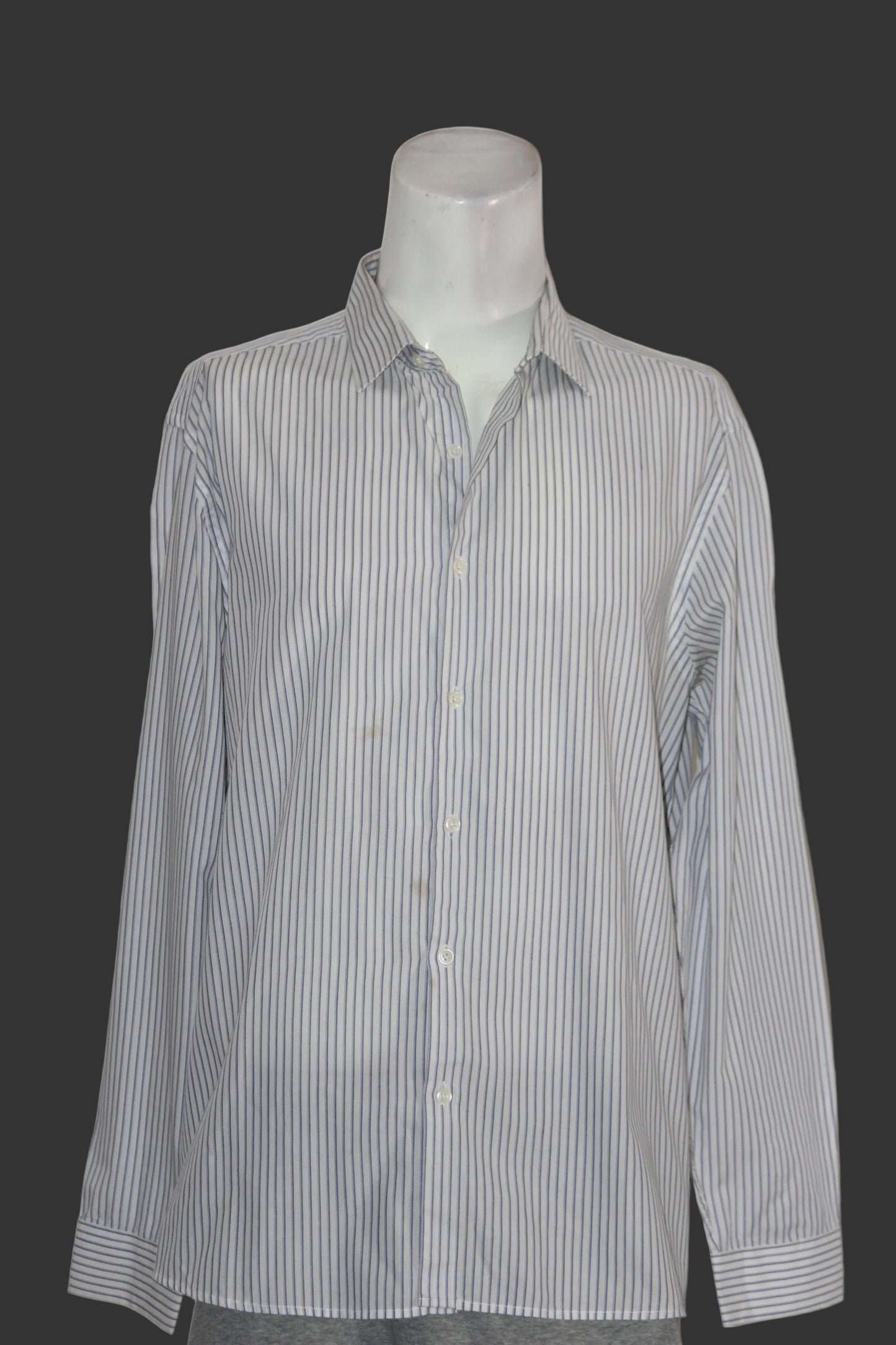 George White Stripe Polyester Shirt – Medium (Men)