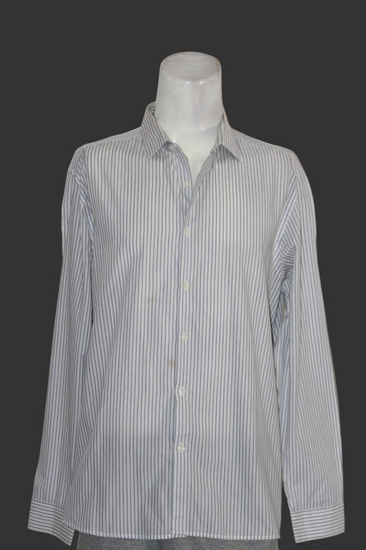 George White Stripe Polyester Shirt – Medium (Men)