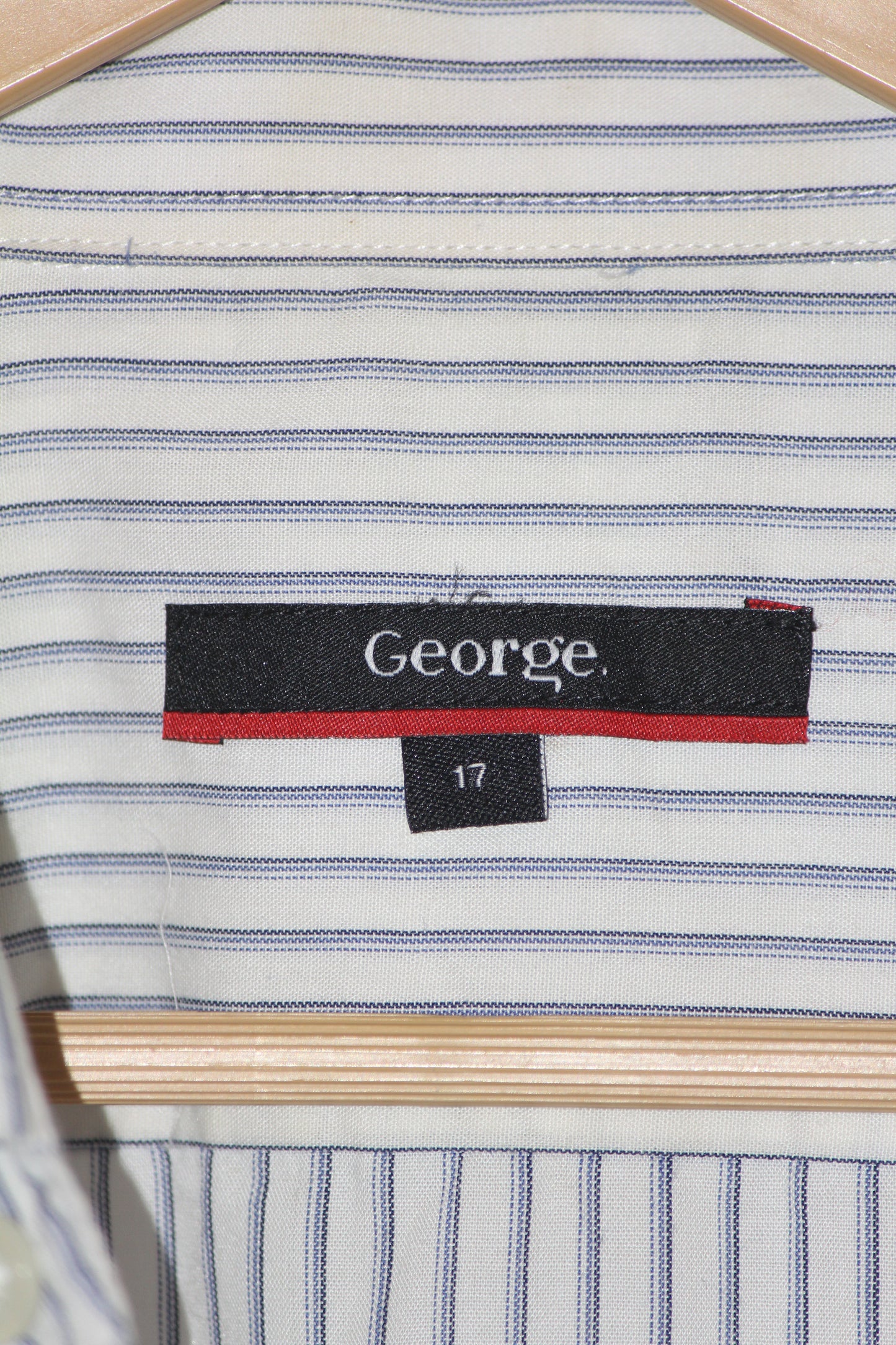 George White Stripe Polyester Shirt – Medium (Men)