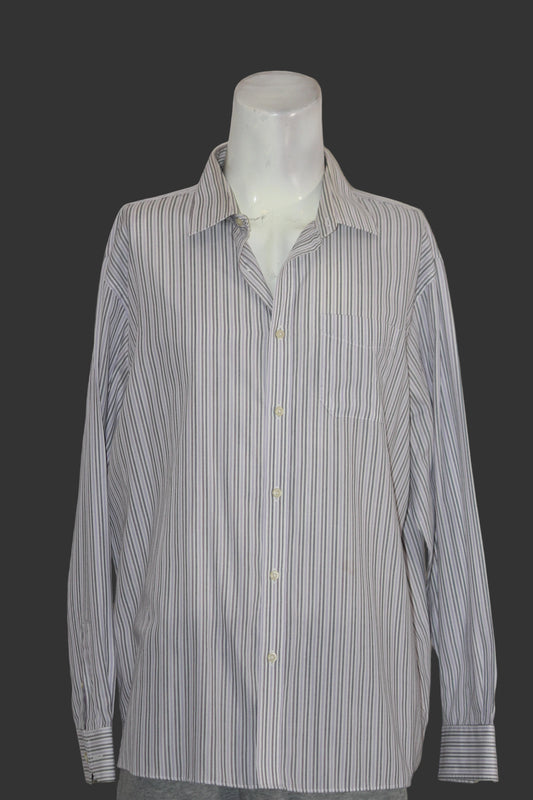 Easy Care White Shirt with Purple Lines – Large (Men)