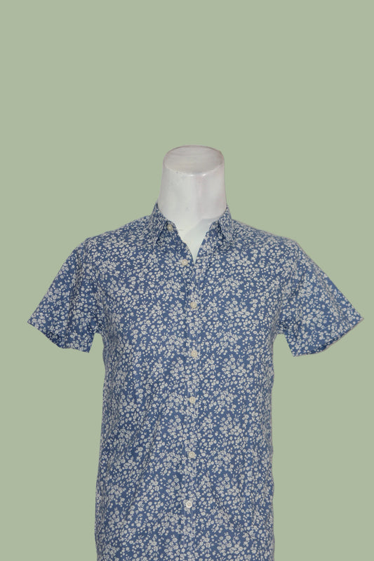 Cedar Wood State Blue Floral Button Down Shirt – XS (Men)