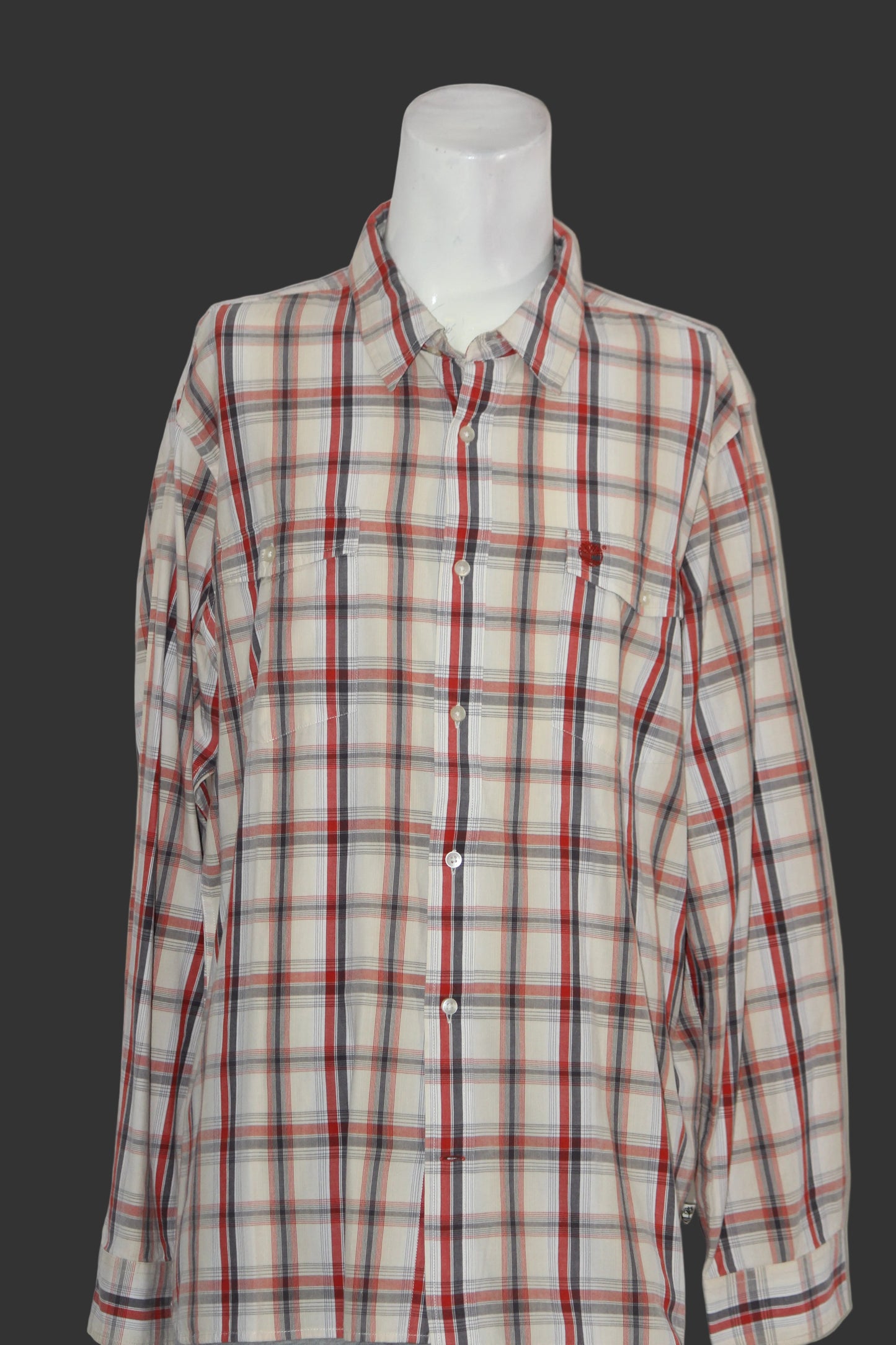 Timberland White & Red Cotton Shirt – XXL (Men)