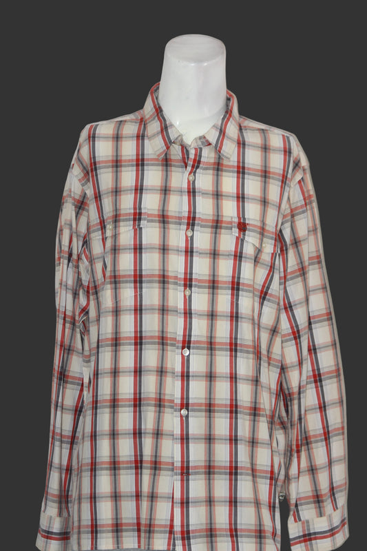 Timberland White & Red Cotton Shirt – XXL (Men)
