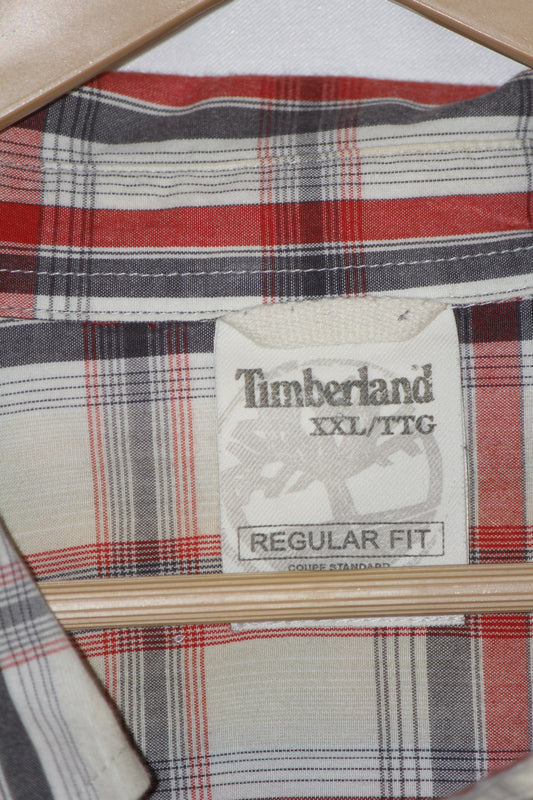 Timberland White & Red Cotton Shirt – XXL (Men)