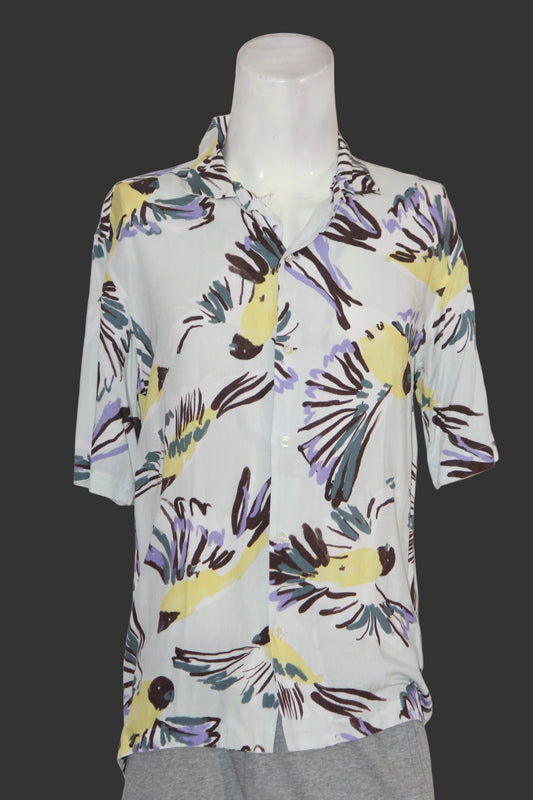 Zara White Printed Viscose Shirt – Small