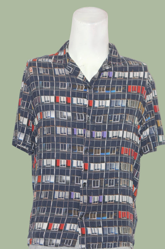Topman Black Printed Viscose Shirt – Medium (MEN)