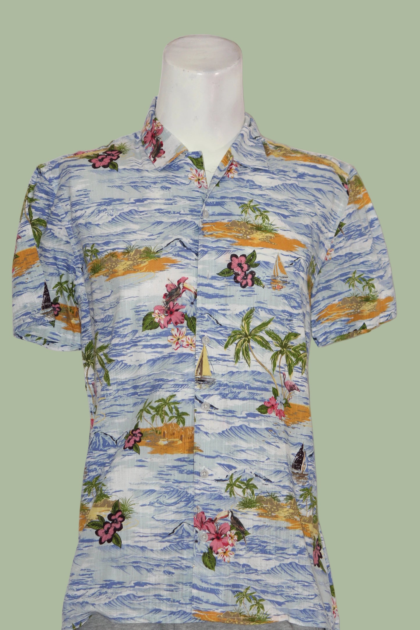 Easy Blue Floral Cotton Shirt – Small
