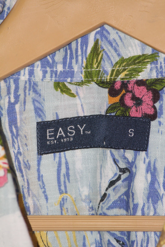 Easy Blue Floral Cotton Shirt – Small