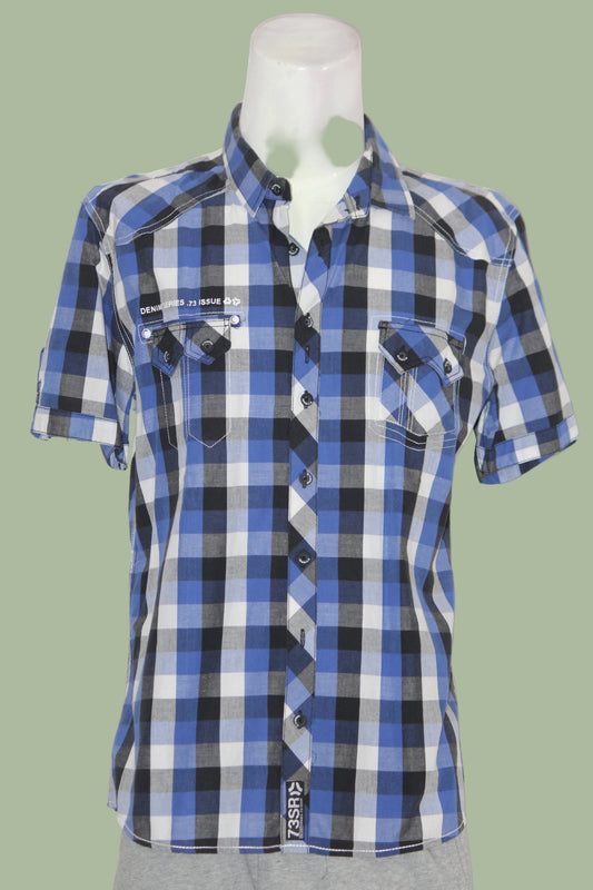 Denim Blue Multi-Check Shirt – Large