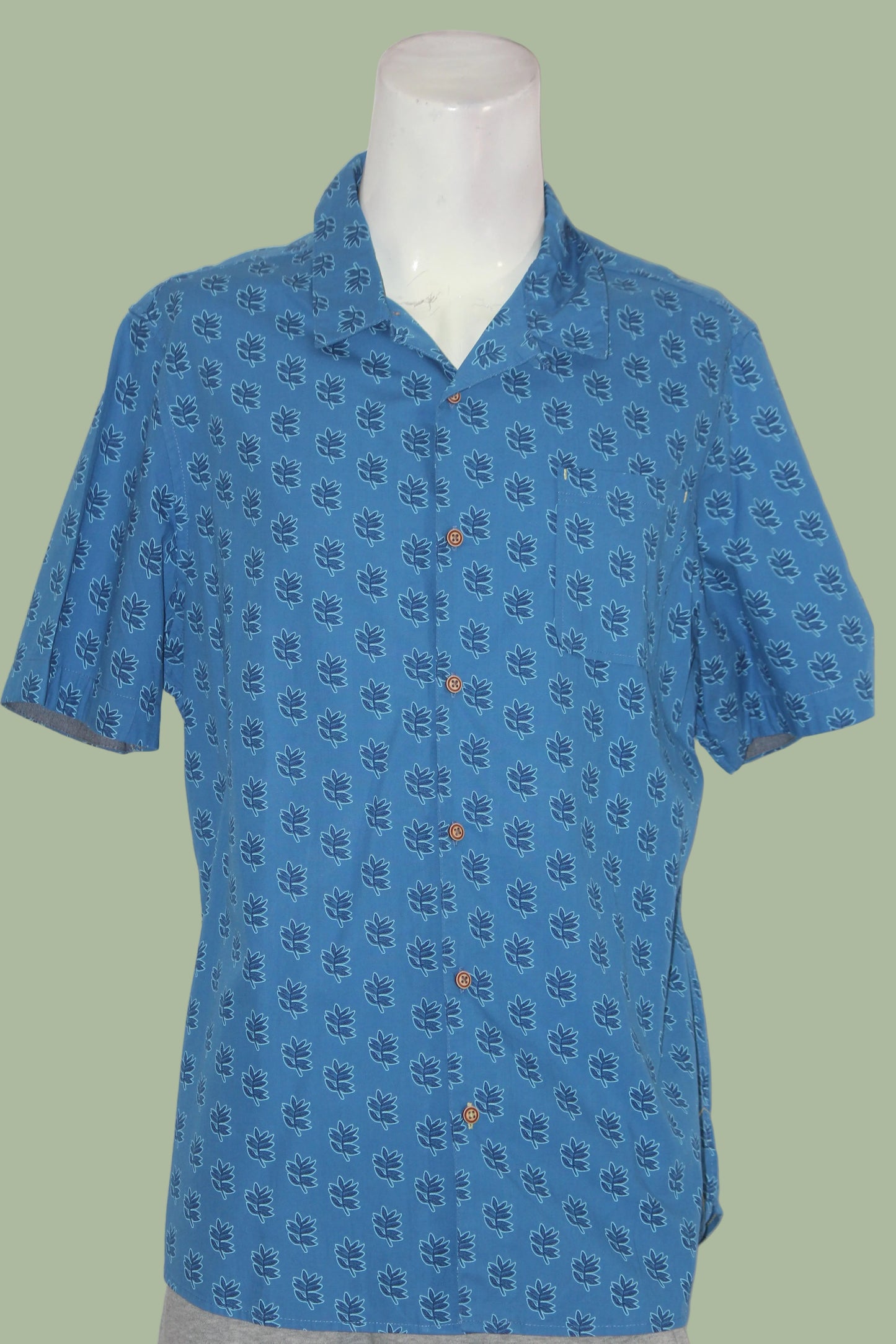 White Stuff Blue Floral Cotton Shirt – XL
