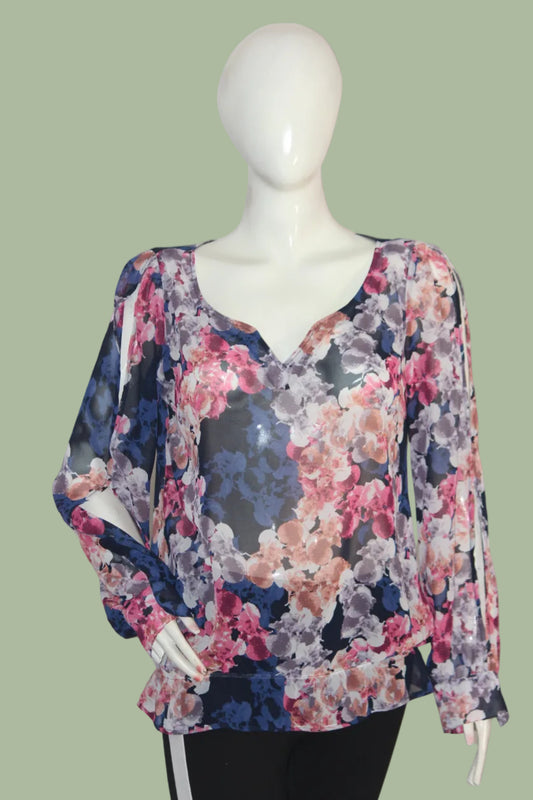 Next Small Blue/Pink/Grey Floral Polyester Blouse